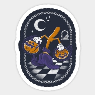 Witches Broom & Pumpkins - Goth Halloween Design Sticker